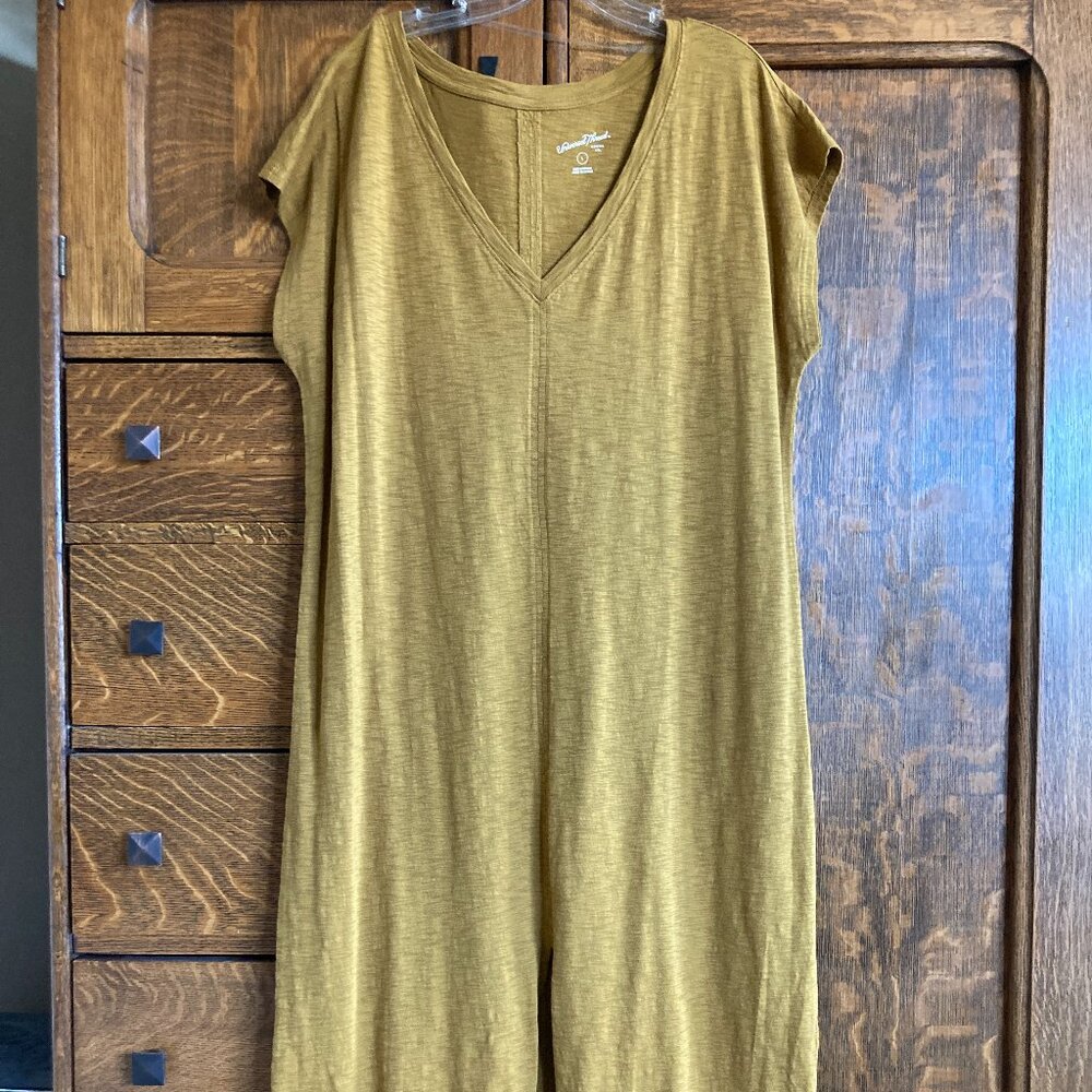 New Universal Thread Midi V-Neck Shirtdress, brown (heather mustard), large - Picture 3 of 5